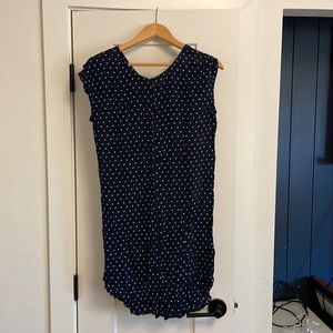 Madewell Navy polka dot blouse mini dress